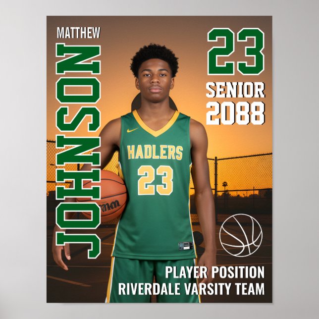 Basketball Player Senior Team Photo Gift Sports Poster (Front)