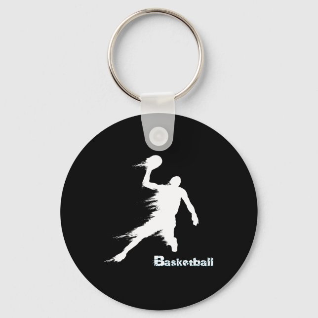 Basketball Player Silhouette In Motion 2  Key Ring (Front)