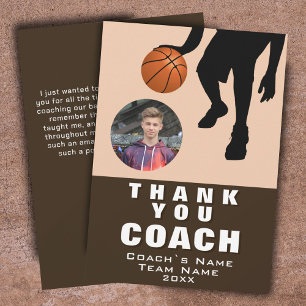 Basketball Player Silhouette Photo Coach Thank You Card