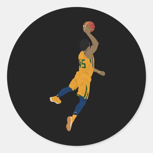 Basketball Player Slam Dunk Chiffon Top  Classic Round Sticker (Front)