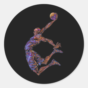 Basketball Player Slam Dunk  Classic Round Sticker