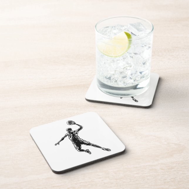 Basketball Player Slam Dunk Dark Design Coaster (Right Side)
