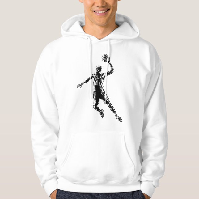 Basketball Player Slam Dunk Dark Design Hoodie (Front)