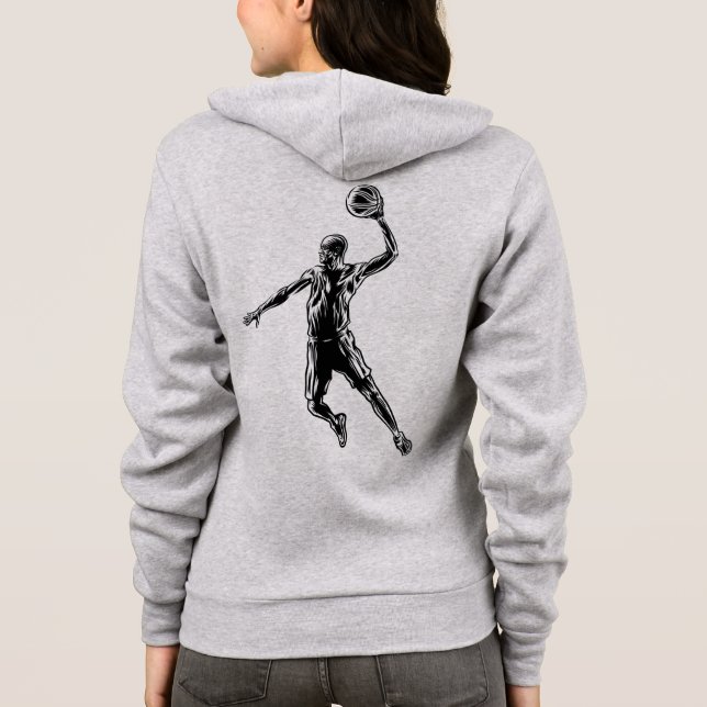 Basketball Player Slam Dunk Dark Design Hoodie (Back)