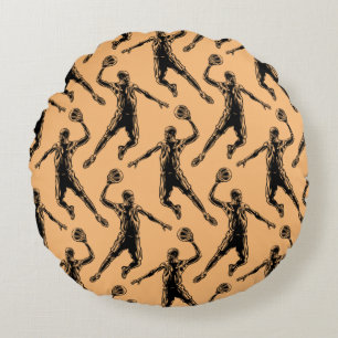 Basketball Player Slam Dunk Dark Design Round Cushion