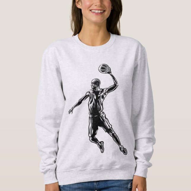 Basketball Player Slam Dunk Dark Design Sweatshirt (Front)