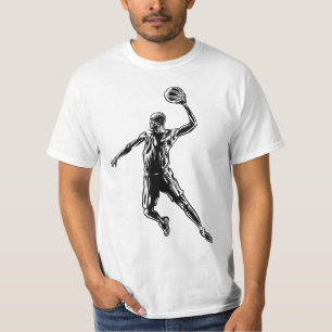 Basketball Player Slam Dunk Dark Design T-Shirt