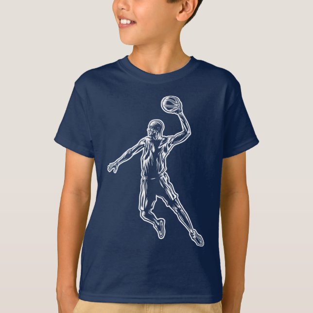 Basketball Player Slam Dunk Light Design T-Shirt (Front)