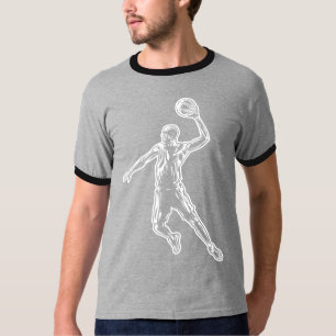 Basketball Player Slam Dunk Light Design T-Shirt