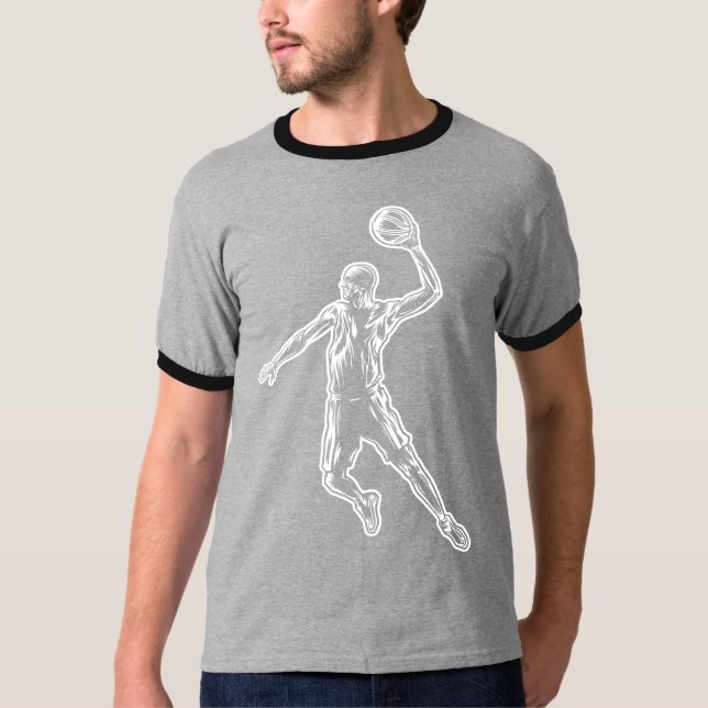 Basketball Player Slam Dunk Light Design T-Shirt (Front)