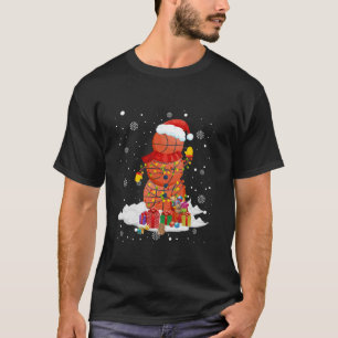 Basketball Player Snowman Santa Basketballs Light  T-Shirt