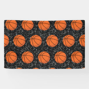 Basketball Player Sport Ball Elegant Black Glitter Banner