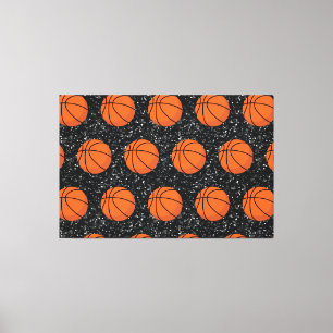 Basketball Player Sport Ball Elegant Black Glitter Canvas Print