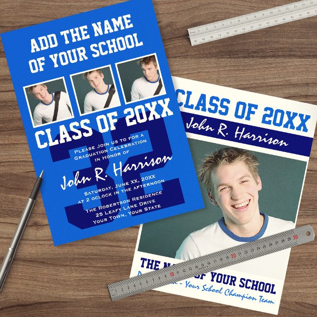 Basketball Player Sports Graduation Shirt Number Invitation (Creator Uploaded)