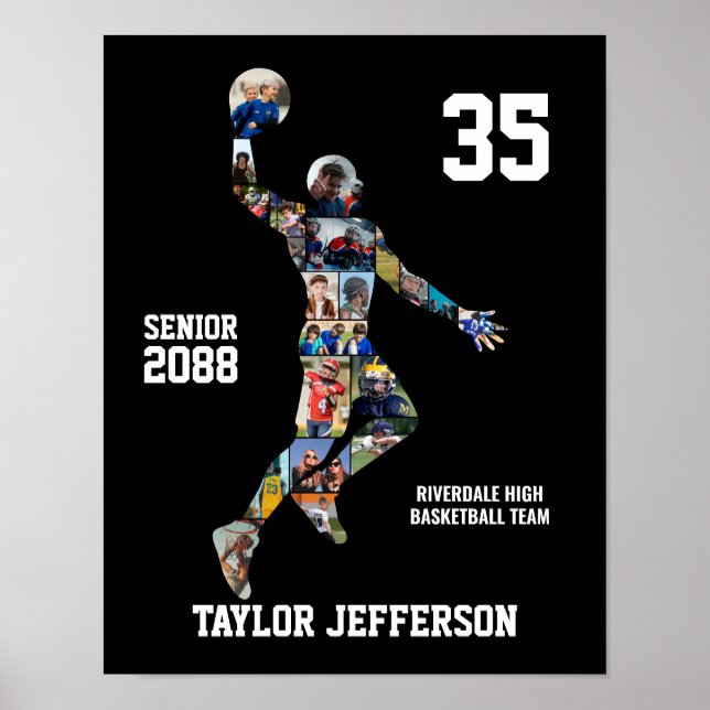 Basketball Player Sports Photo Collage Senior Poster (Front)