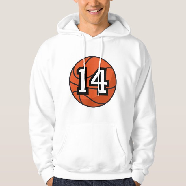Basketball Player Uniform Number 14 Gift Hoodie (Front)