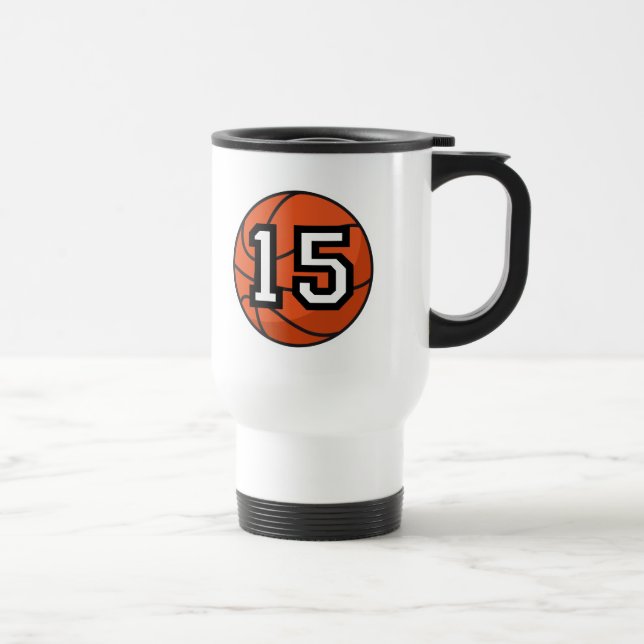 Basketball Player Uniform Number 15 Gift Travel Mug (Right)