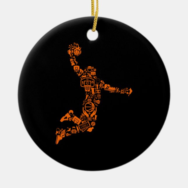 Basketball Player Vintage Sports Athlete Ceramic Tree Decoration (Front)