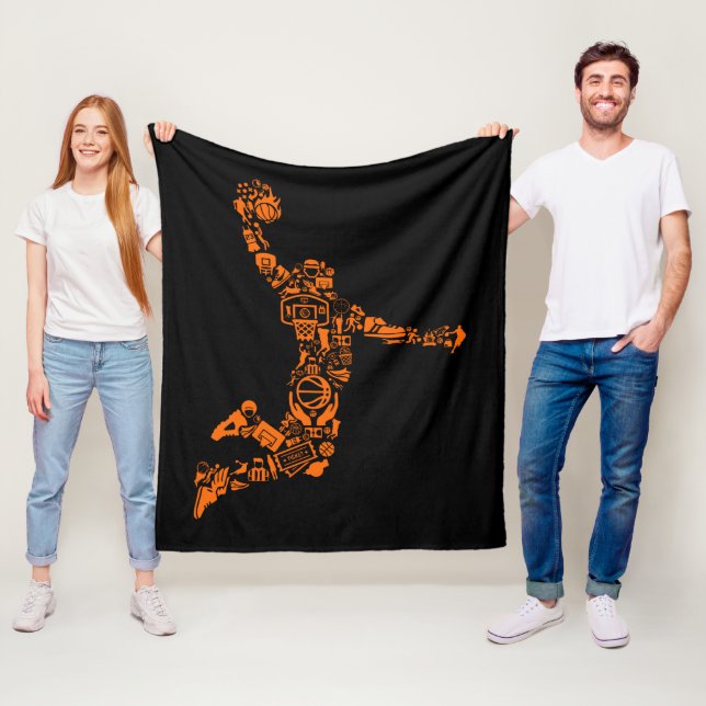Basketball Player Vintage Sports Athlete Fleece Blanket (In Situ)