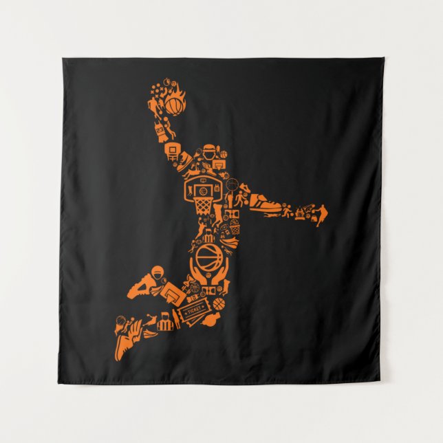 Basketball Player Vintage Sports Athlete Tapestry (Front)