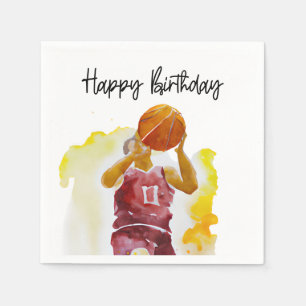 Basketball  Player Watercolor Birthday Party  Napkin