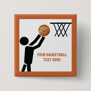 Basketball player with ball custom 15 cm square badge