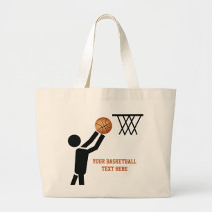 Basketball player with ball custom large tote bag