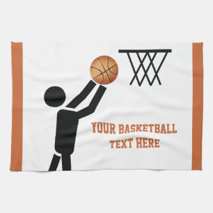 Basketball player with ball custom tea towel