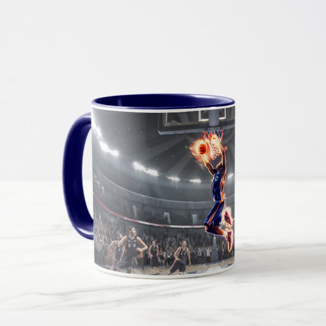 Basketball Player with on Fire Slam Dunk #3 Mug (Front Left)
