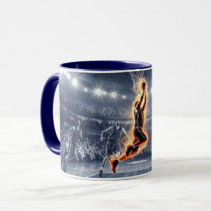 Basketball Player with on Fire Slam Dunk Mug