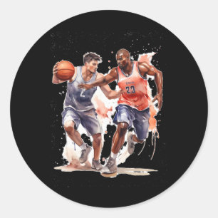 Basketball Players Classic Round Sticker