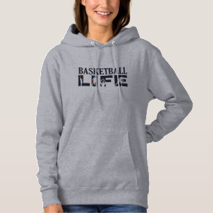 Basketball players driblling with orange ball hoodie