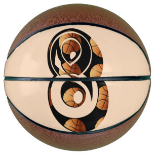 Basketball Players Number Eight With Basketballs,