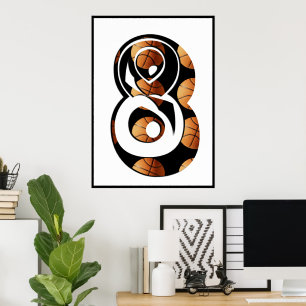 Basketball Players Number Eight With Basketballs,  Poster