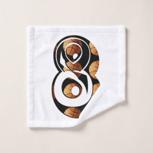 Basketball Players Number Eight With Basketballs,  Wash Cloth