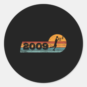 Basketball-players Vintage Born 2009 Birthday Bask Classic Round Sticker