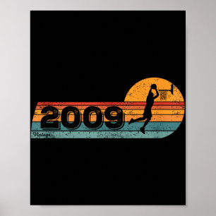 Basketball-players Vintage Born 2009 Birthday Bask Poster