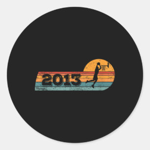 Basketball-players Vintage Born 2013 Birthday Bask Classic Round Sticker
