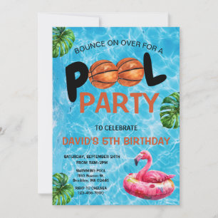 Basketball Pool Party Kids Birthday Invitation