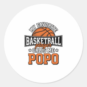 Basketball Popo Funny Vintage Sports Design_1 Classic Round Sticker