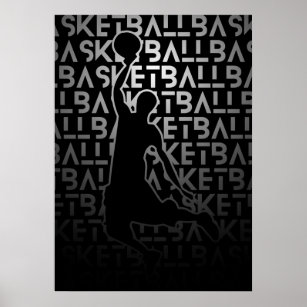Basketball Poster   Black and White   Metal look
