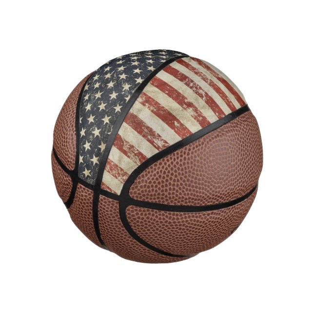 Basketball  print with grunge USA flag (Angled)