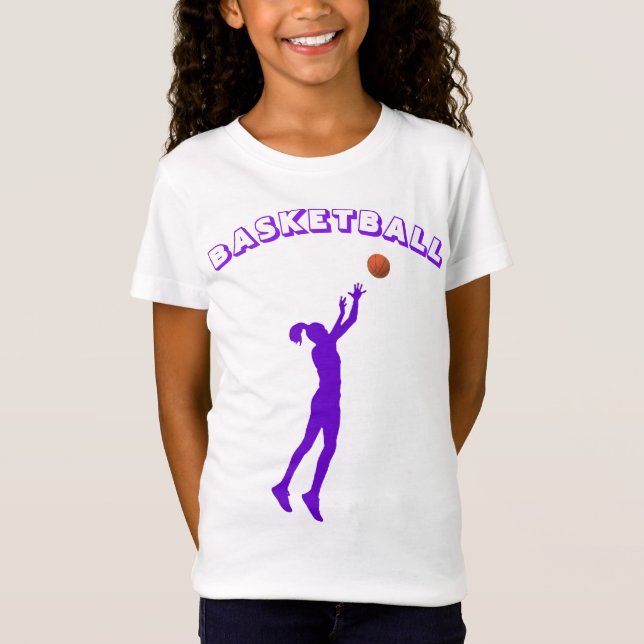 Basketball Purple Font & Girl T-Shirt (Front)