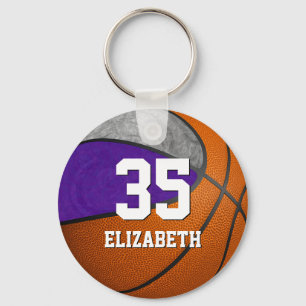 basketball purple grey girls school team colours key ring