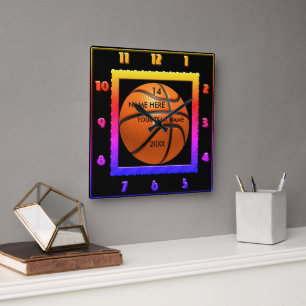 Basketball Rainbow colour clock with Player Name