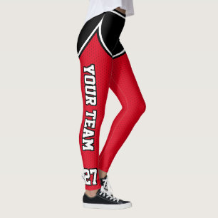 Basketball Red Black Outines Varsity Sports Leggings
