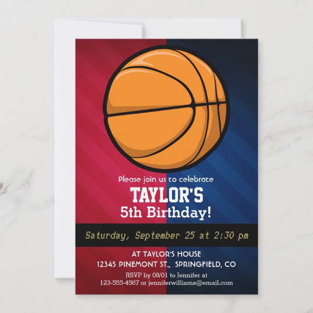 Basketball; Red, White, and Blue Invitation (Front)