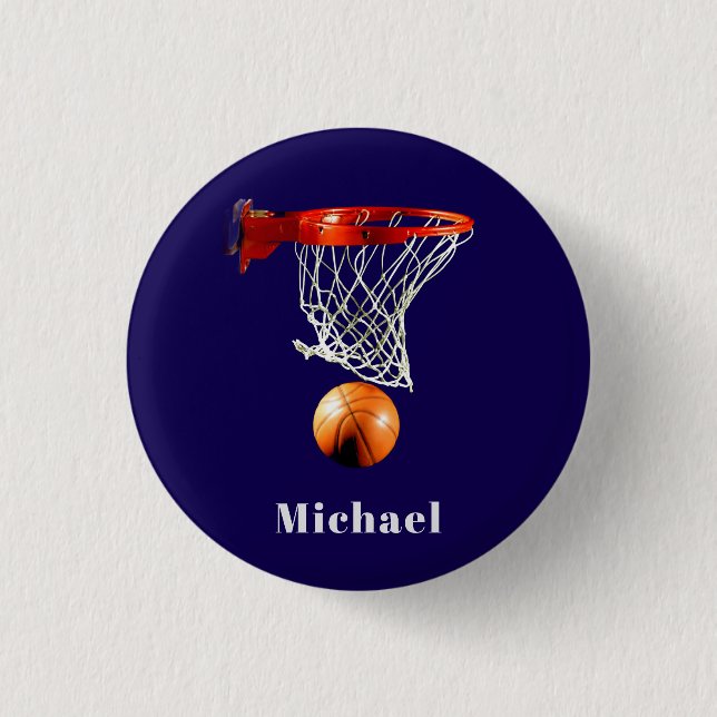 Basketball Replace with Your Name 3 Cm Round Badge (Front)