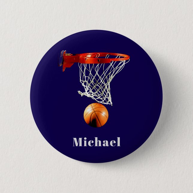 Basketball Replace with Your Name 6 Cm Round Badge (Front)
