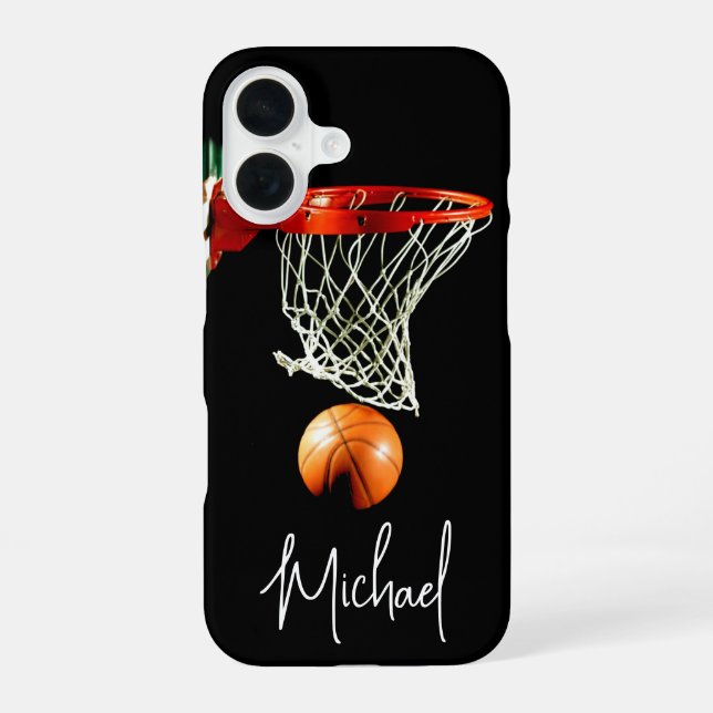 Basketball Replace with Your Name iPhone 16 Case (Back)